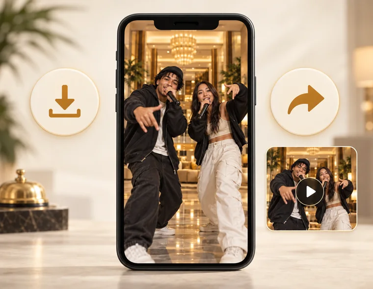 Download and post your Hotel Lobby AI video